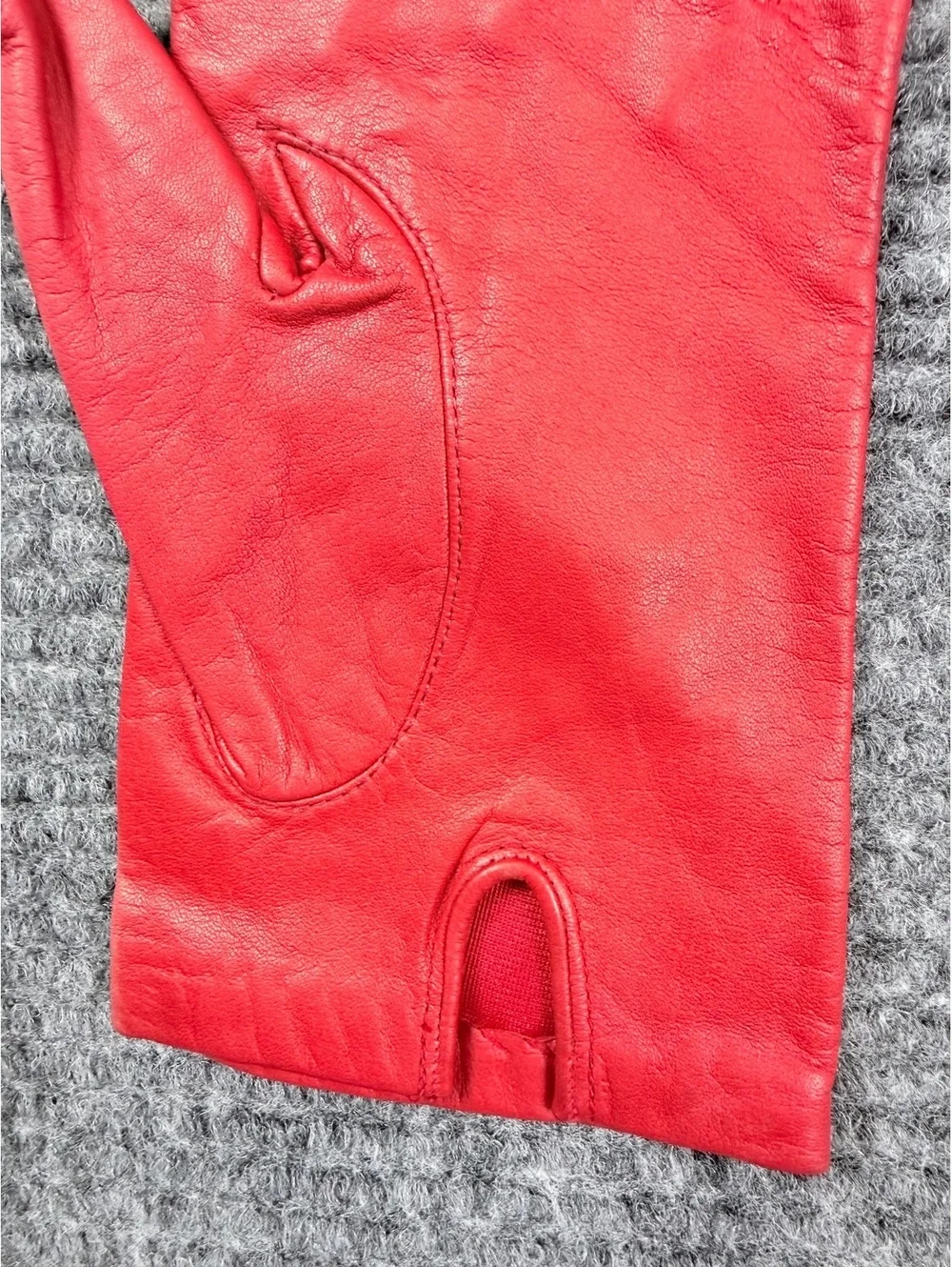 Vintage Red Leather Dress Gloves Size 8 Nylon Lined Women’s